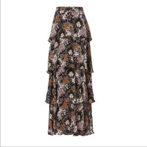 ALC bianchini tiered maxi skirt in paisley; size:0
